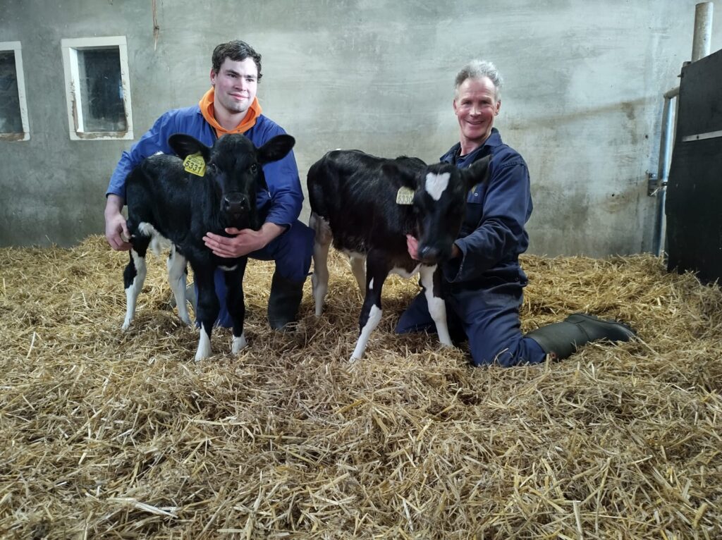 Arie and Gerwin van Ramshorst with two calves by Meester.